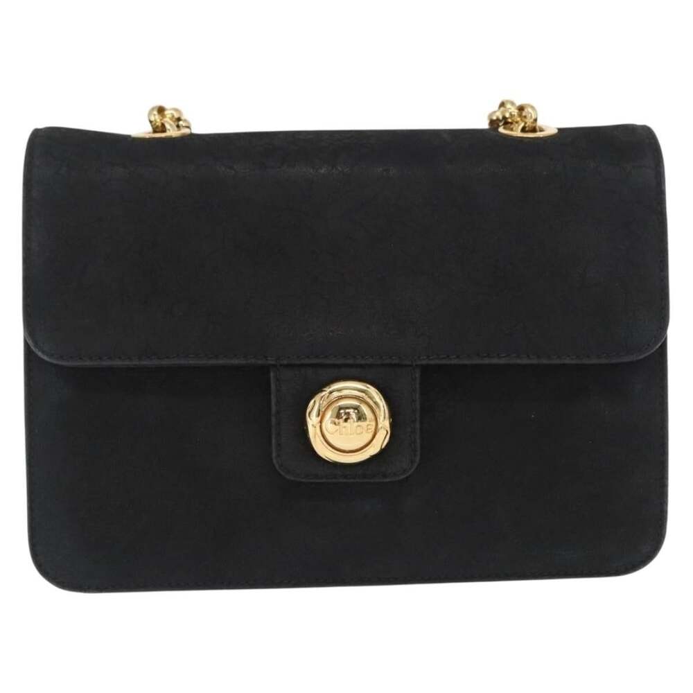 Chloe Suede Chain Shoulder Bag Black